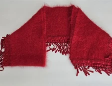 Venesha Scraf Angora Beautiful Red Lace Trim Holiday Chic