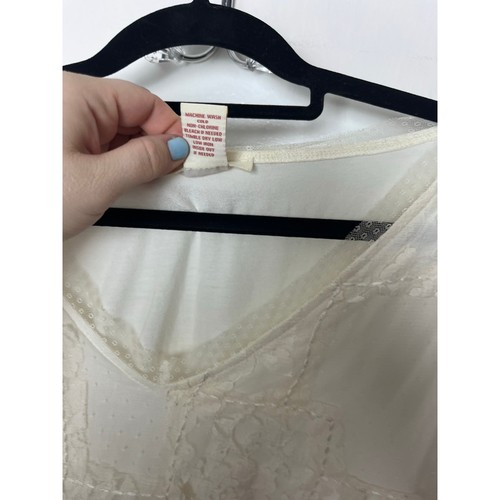 Sundance Women's Ivory Lightweight Lace Sleeve Boho Chic Sheer Frilly Top Size S - Picture 6 of 8