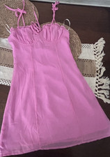 SheIn Pink Ruffle Strappy Sleeveless Scoop Neck Slip Dress Short S Polyester