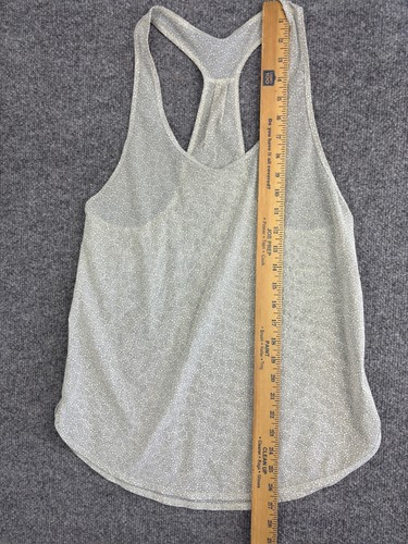 Lululemon Tank Top Women's 8 Gray White Print Racerback Semi-Sheer Scoop Neck - Picture 3 of 5