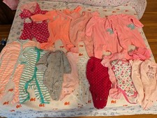 Lot Of 15 Baby Girls Clothes 7 Jumpsuits And 8 Bodysuits Size 6 Months