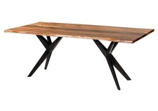 Baumkantentisch Akazie 160x90 natur Epoxid schwarz Sterngestell anthrazit