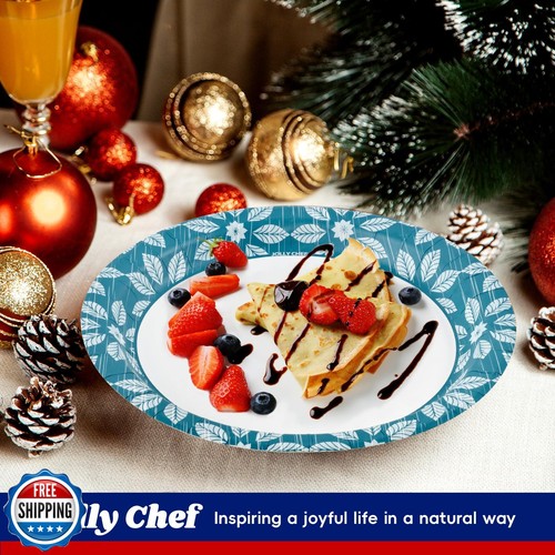 JOLLY CHEF 10 inch 140 Pack Disposable Paper Plates Heavy Duty Printed Paper  - Picture 4 of 5