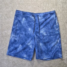 Fair Harbor Ozone Boardshorts Mens 2XL Blue Tie Dye Hybrid Swim Lined New