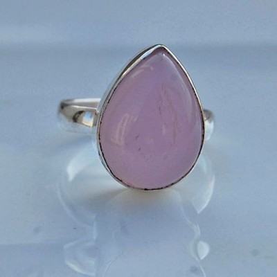 Solid 925 Sterling Silver Natural Rose Quartz Gemstone Signet Men's Unisex Ring
