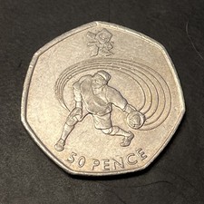 London 2012 Olympic Goalball - Goal Ball - 50p Coin - Circulated 