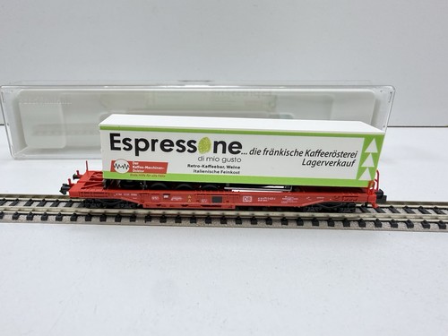 Fleischmann 845345 Spur N DB Taschenwagen ESPRESSONE mit Auflieger OVP“. | Condition: Gebraucht