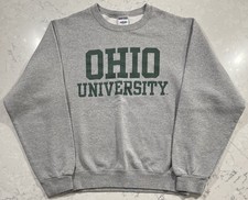VTG JERZEES Ohio University Crewneck Sweatshirt Mens Small Gray Pullover Y2K