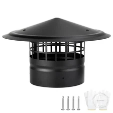 6 Inch Round Chimney Cap,Cone Top Chimney Cap with Screen,Roof Rain Wood Stove