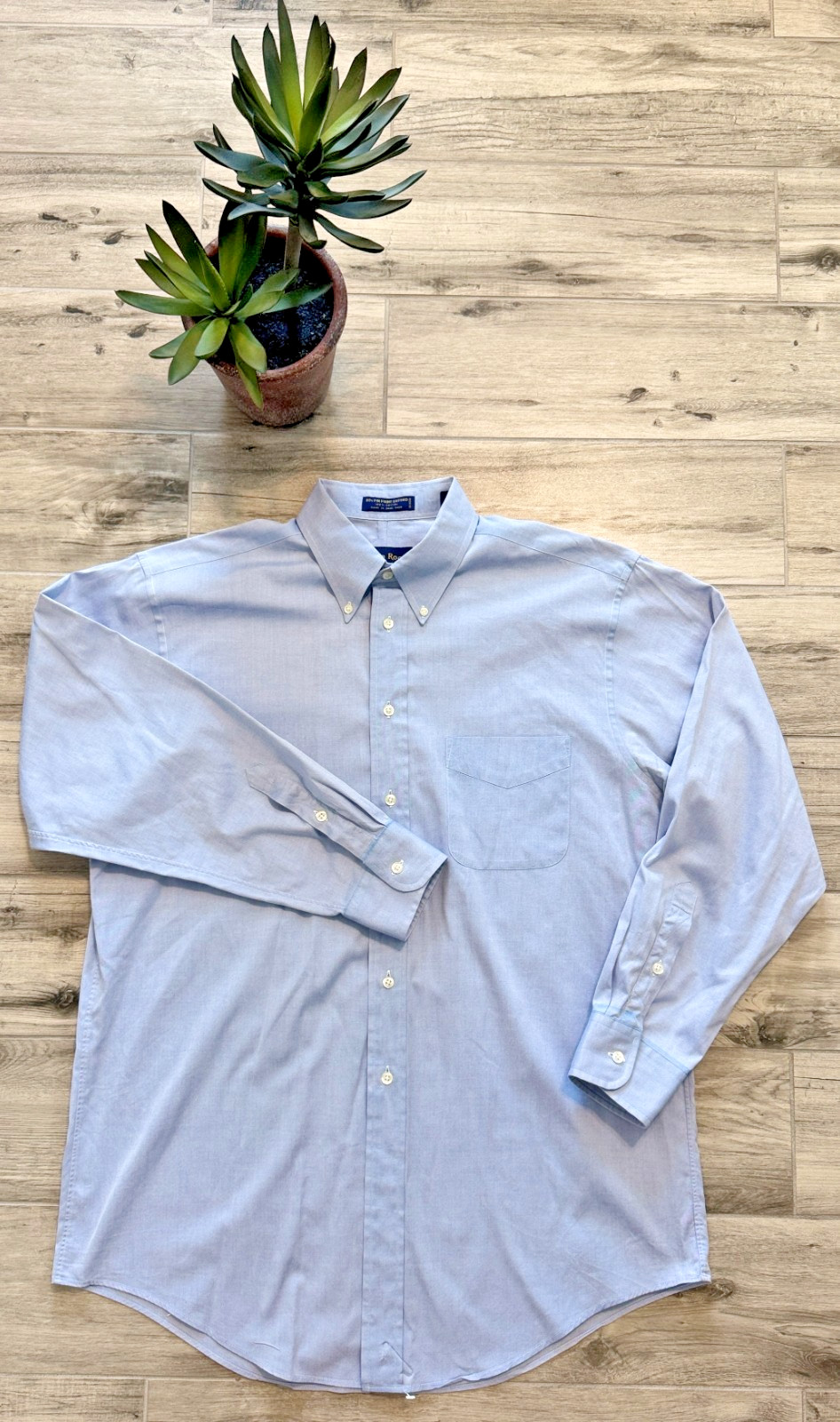Club Room Charter Club Oxford Shirt Mens 16 32/33 Blue Cotton Button Down NWOT