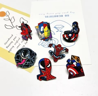 7pc Marvel Spider-Man Movie Enamel Pins Lapel Badges Metal Anime Brooch Fashion￼