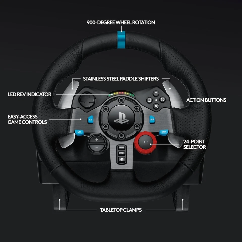 Logitech G29 SE Driving Force Racing Wheel Floor Pedals Shifter PS5, PS4, PC Mac - Image 2 of 4