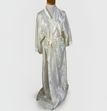 Jenelle Of California Robe Floral Satin One Size White Ivory