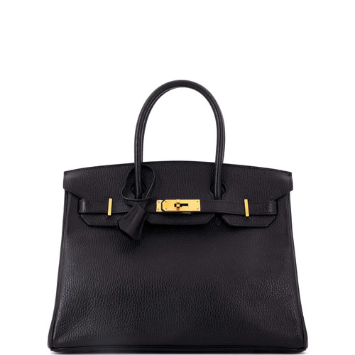 Hermes Birkin Handbag Black Ardennes with Gold Hardware 30