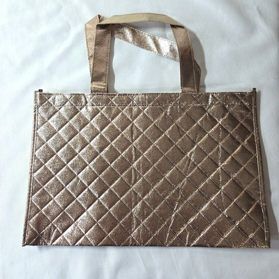   Metallic Rose Gold Quilted Reusable Tote Bag Shopper Eco Chic  