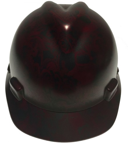 Hydro Dipped Hard Hat MSA V-Gard Cap Style Brandywine Red Filigran SKulls Satin - Bild 4 von 7