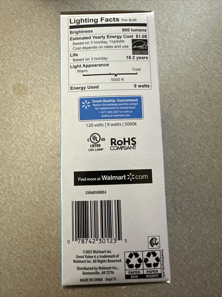 New - 4 A19 LED Light Bulbs 60W Equivalent Non-Dimmable Daylight - 800 Lumens - Image 3 of 3