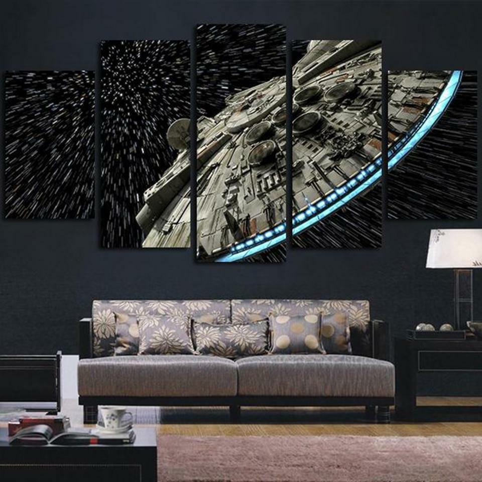 Star Wars Movie Millennium Falcon Framed Piece Panel Canvas Wall Art Print