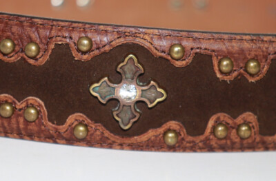 Justin Boots Western Cowgirl Leather Cross Belt Studded  display picture 1