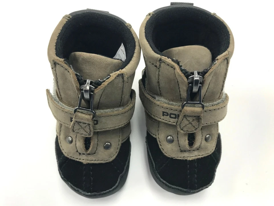 Botas de cuero vintage recién nacidas Ralph Lauren Polo negro carbón fondo suave. Foto 4 de 4