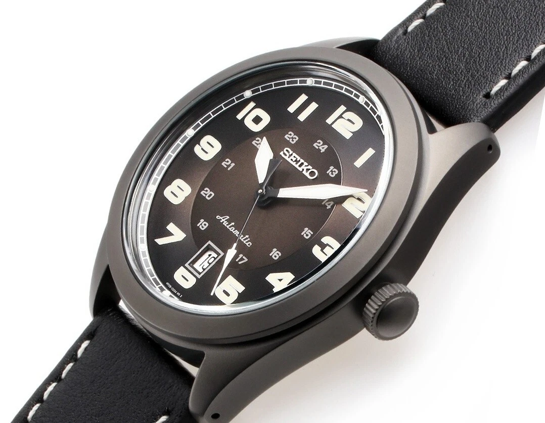 SEIKO NEO Sports SRPC89 Herren Armbanduhr Automatik Echtlederband Schwarz