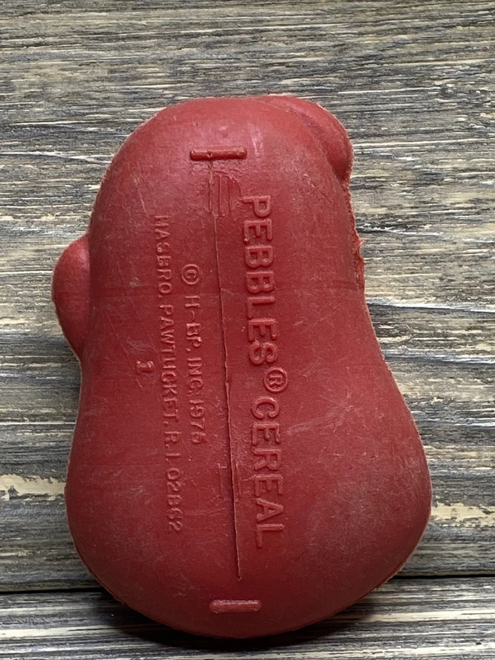 "Figura de plástico de colección Hasbro 1975 guijarros cereal cabeza de dinosaurio rojo bolsa monedas 2,5""" Foto 2 de 4