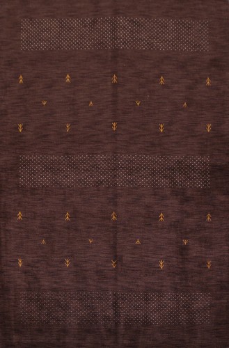 Tapis de salon en laine indienne en peluche douce marron foncé fait main Gabbeh taille surface 7x10 - Photo 1/11