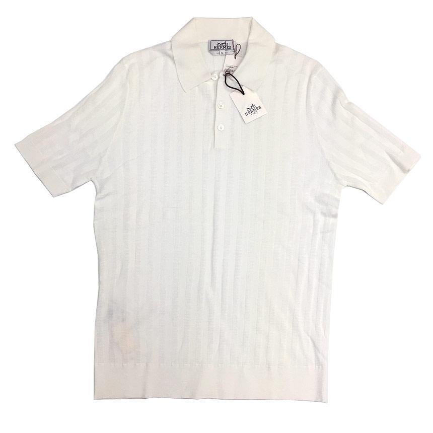 Hermes Short Sleeve Knit Polo Shirt Size XL Color White Hermes Short Sleeve Knit Polo Shirt Size XL Color White
