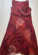 ANN TAYLOR Dress Soft Floral Sleeveless Lined Dress Size 6 Silk Chiffon Red