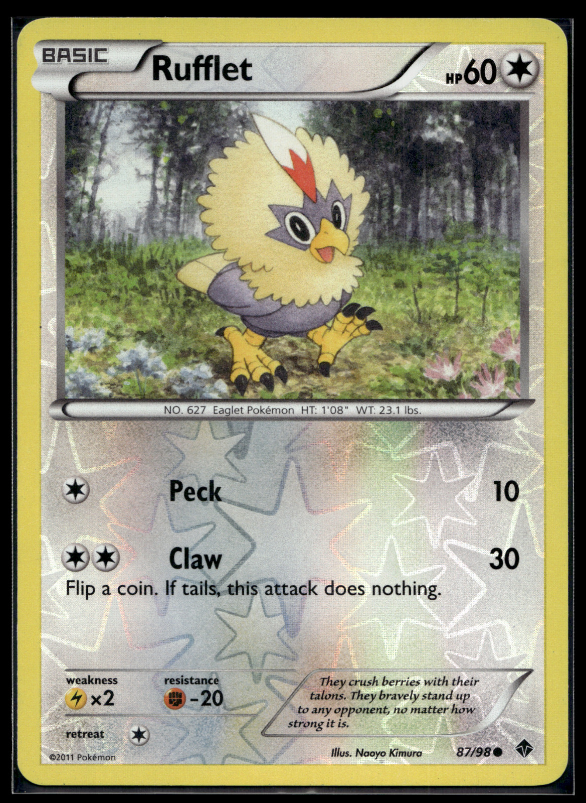 Pokemon 2011 Near Mint NM Rufflet Emerging Powers REVERSE 87/98 Card