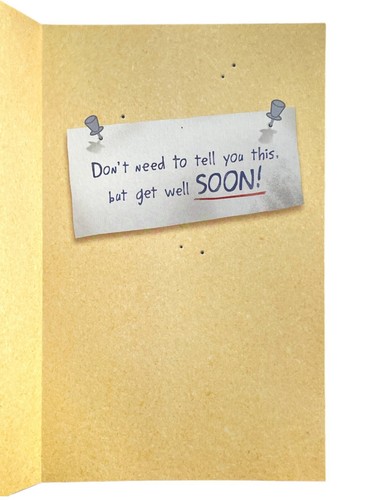 Funny GET WELL SOON Card Newspaper, bad review, by American Greetings + Envelope - Picture 2 of 4