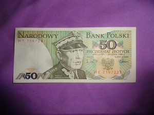 Banknote Poland 50 ZLOTYCH 1988 near UNC very good conditions