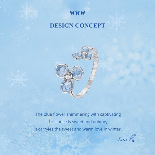 WOSTU Exquisite 925 Sterling Silver Blue Flower Open Ring Women Gifts Jewelry - Picture 15 of 18