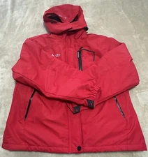Moerdeng Jacket Men's 2XL Red Full Zip Fleece Lined Hooded Waterproof Ski Jacket