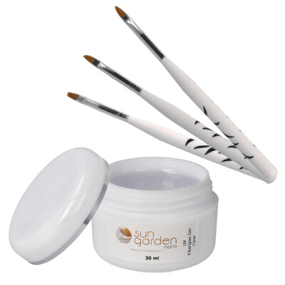 LED-UV Fiberglas Gel KLAR 30 ml incl. 3tlg. Pinselset