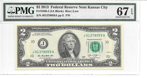 2013 KANSAS CITY $2 FRN (JA Block) PMG 67 EPQ SUPERB GEM UNCIRCULATED - Picture 15 of 24