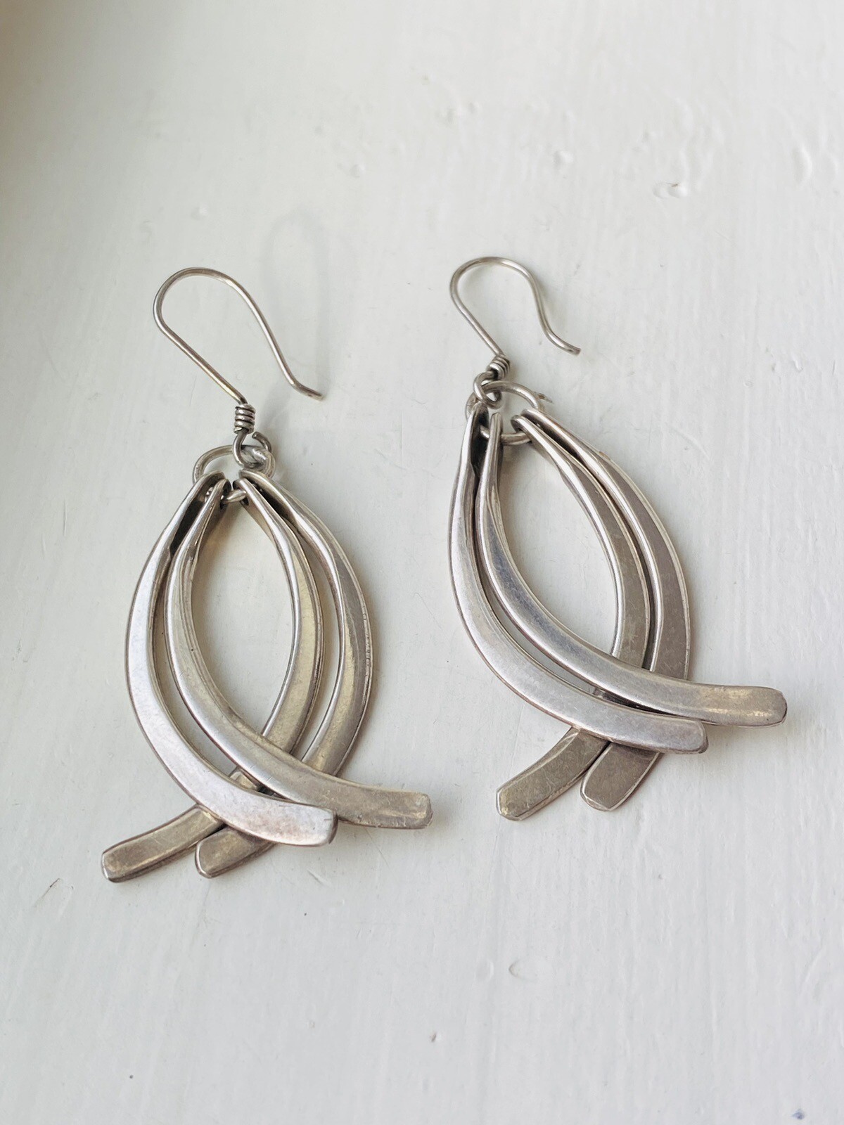 Vintage Solid Sterling Silver Modernist Curved Fr… - image 4