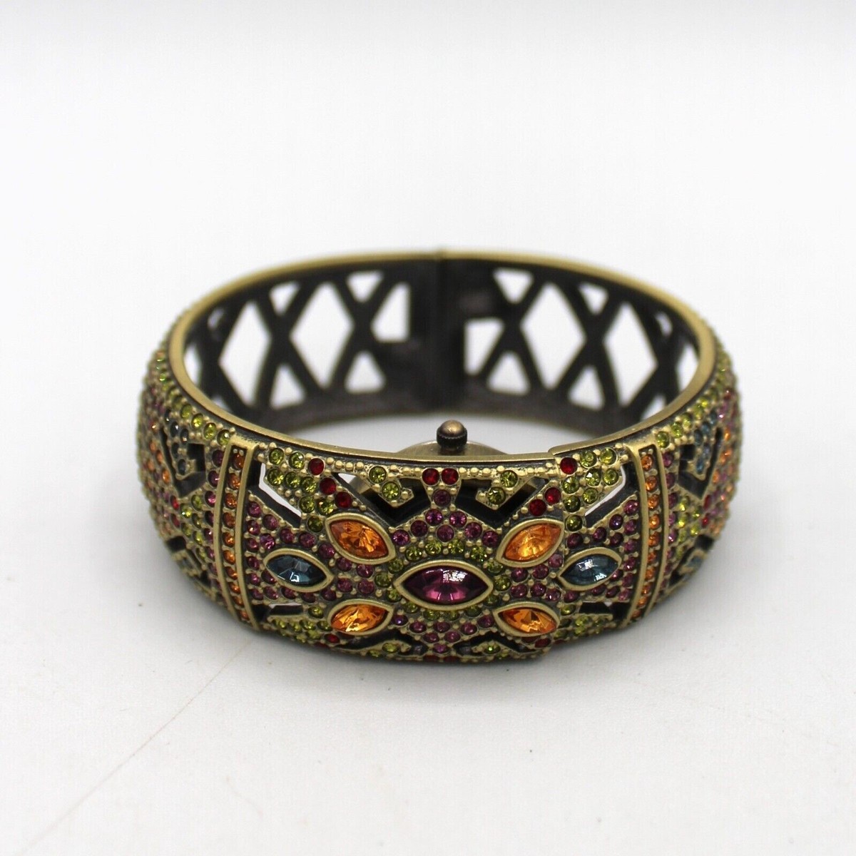 HEIDI DAUS BYZANTINE VINTAGE CUFF WATCH BRACELET Vintage Heidi Daus Byzantine Beauty Swarovski Crystal Bronze  main image 4