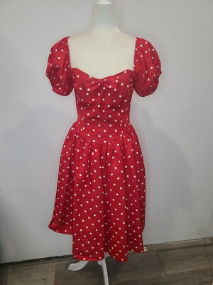 Vintage Red White Polka Dot Dress, Perfect Minnie Mouse Costume,  Rockabilly sm