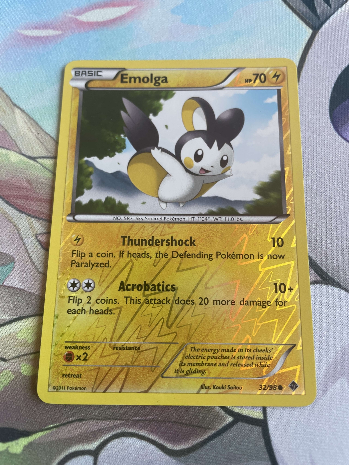 Emolga 32/98 Emerging Powers Reverse Holo Common Pokemon Card DMG