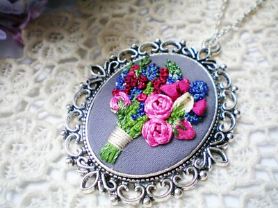Ribbon embroidery flower Rose floral Stitch