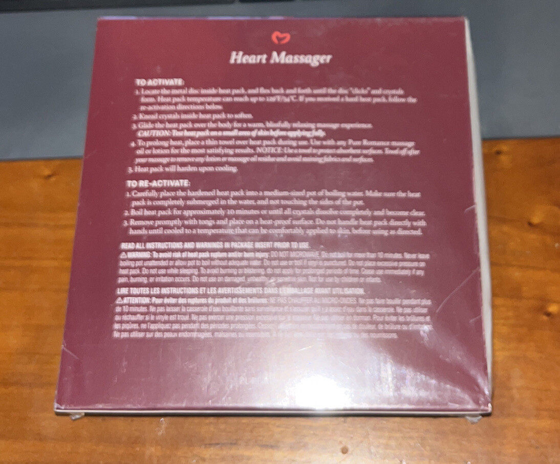 Pure Romance Heart Massager Heat Pack- Brand New and Sealed
