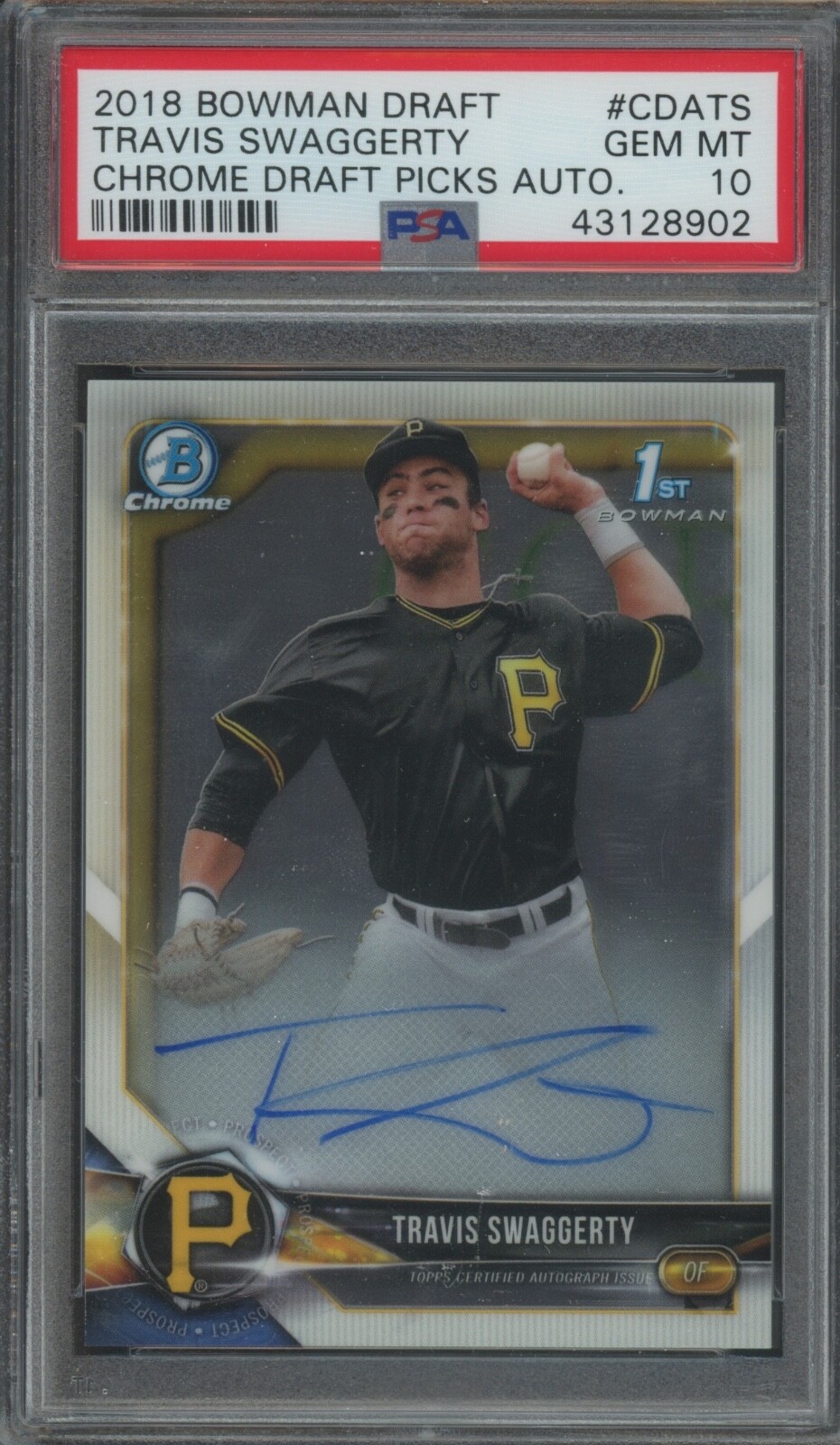 2018 Bowman Chrome Draft Baseball Travis Swaggerty #CDA-TS 1st Auto PSA 10