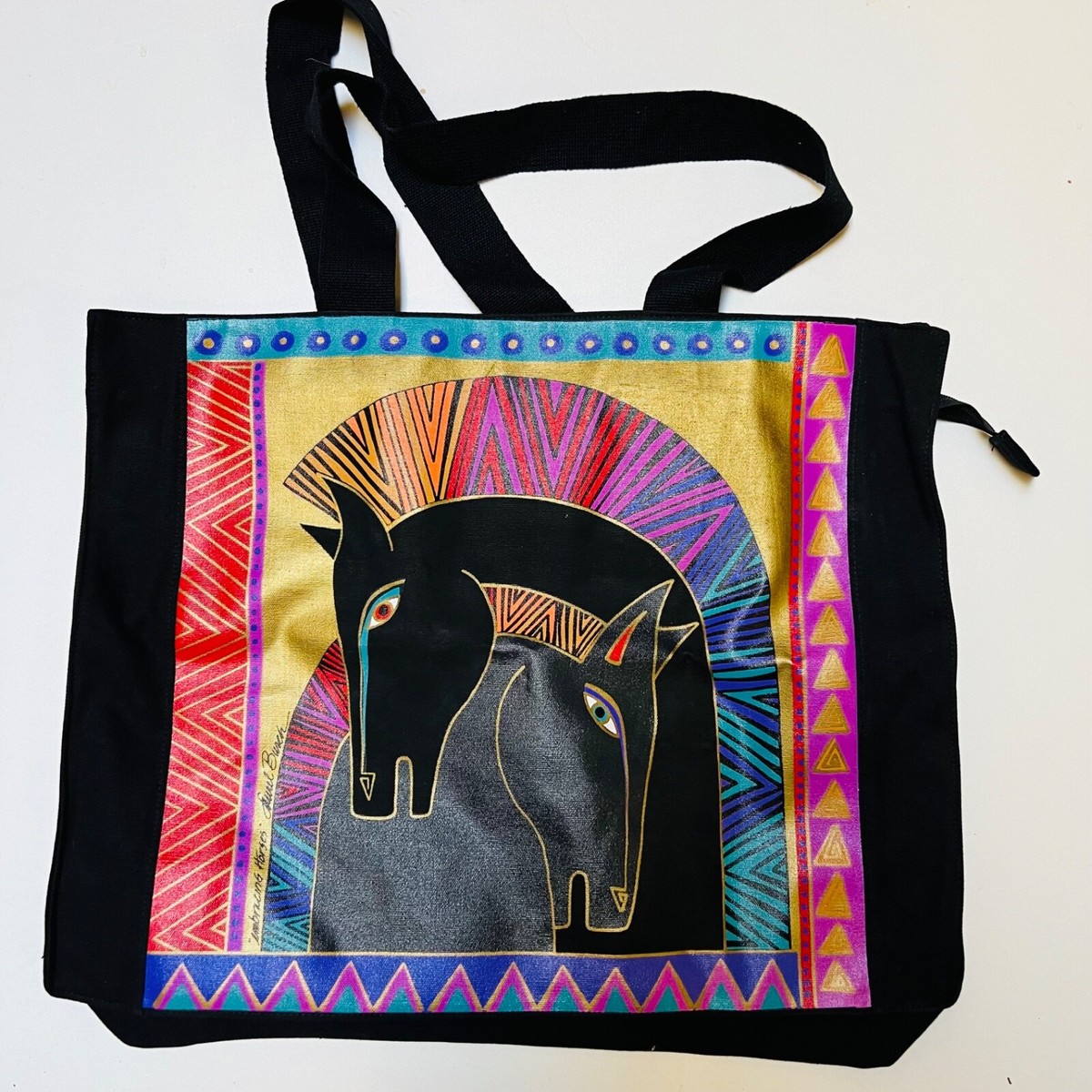 Laurel Burch Canvas Tote Black color Horse 100