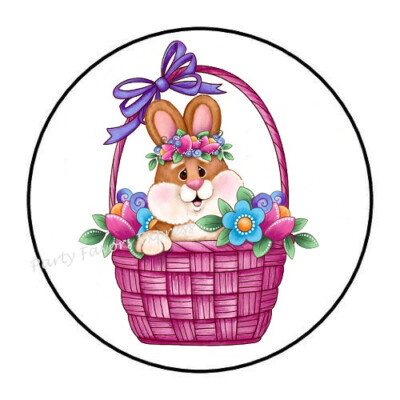 10cm Auto-Aufkleber Sticker Decal Laptop Farbe Bunny Easter Basket Rund R1463