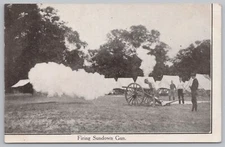 Military~First Sundown Gun By Camp B&W Card~Vintage Postcard