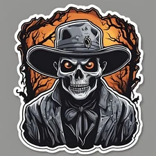 Skeleton Cowboy Sticker 3x3"