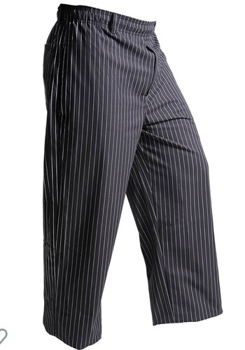 Culinary Pants Black Fine Pinstripe Size Large