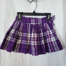 Children's Place Girls Purple White Plaid Pleated Casual School Skort Sz 4 New