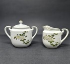 Vintage Japanese Handpainted Porcelian Creamer & Lidded Sugar Bowl Floral Design